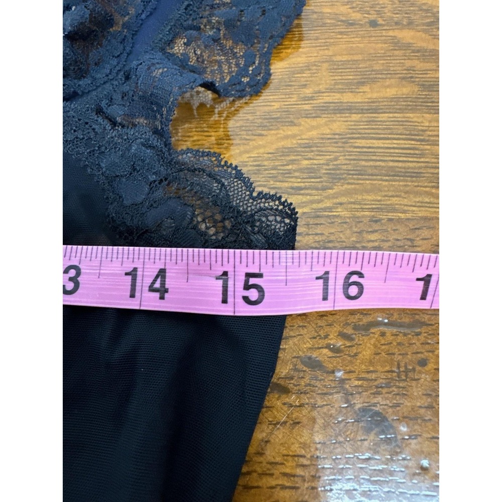 Victoria's Secret Chemise Womens Large Black‎ Lace Mesh Polka Dot Sexy Lingerie - Picture 4 of 6